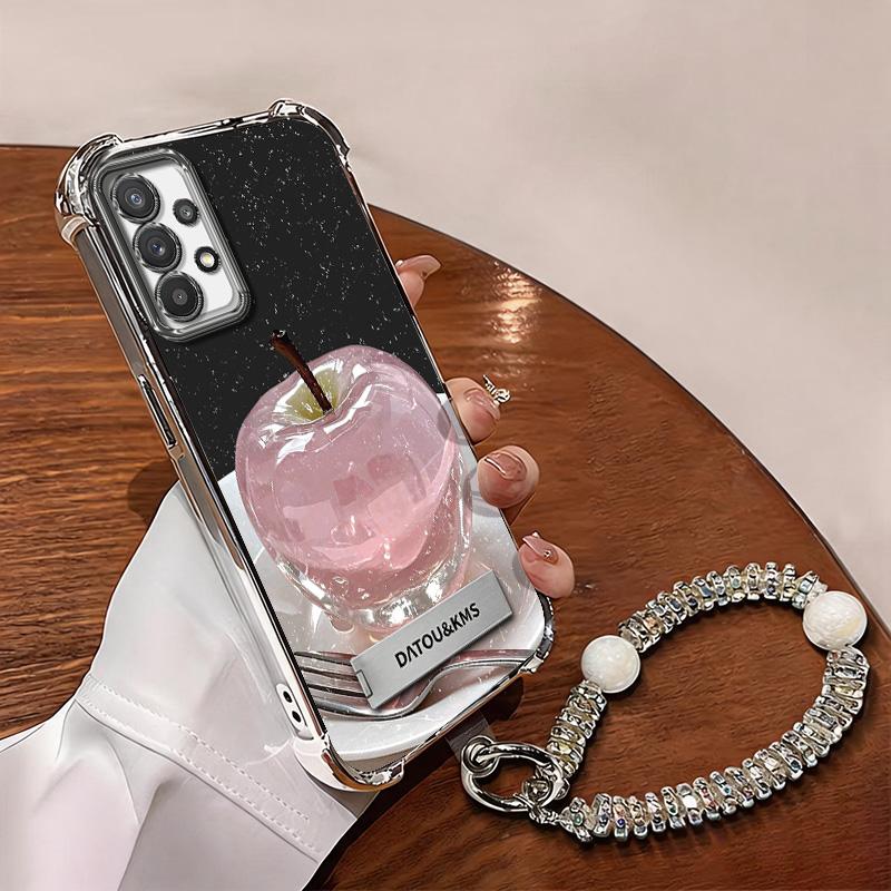 Suitable for [Galaxy A32 5g] Latest high-end phone case,Features a Cute Pink Apple Print Design—Soft TPU and Reinforced Silicone Case.YM99