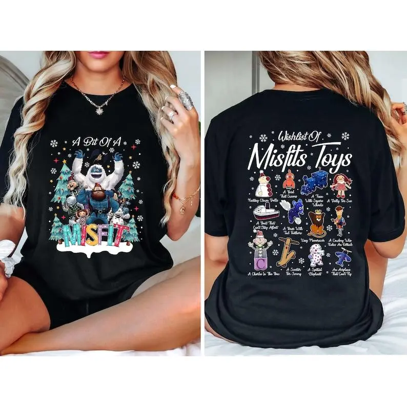 Delivered after Christmas-Misfit Toys Christmas T-Shirt, A Bit Of A Misfit Rudolph Reindeer Tee, Christmas Crewneck, Holiday Gift Shirt, Cozy Xmas T-shirt