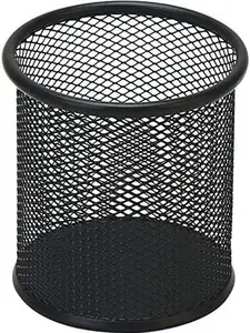 Black Pen Holder Cup for Desk, Pencil Cup Holder, Black Wire Mesh Pen Cup for Desk Office Pen Organizer