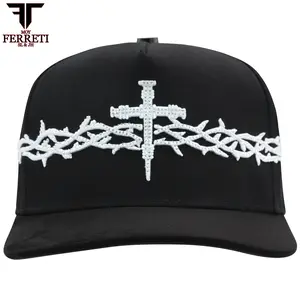 FERRETI HATS PREMIUM FT173 White Cross Baseball Cap For Men