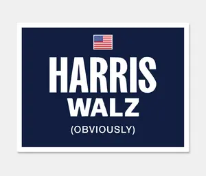 Harris Walz Obviously Car Magnet Navy– 3 size w USA Flag, Funny Political Magnetic Bumper Stickers, Kamala Harris, Elect Harris Walz 2024