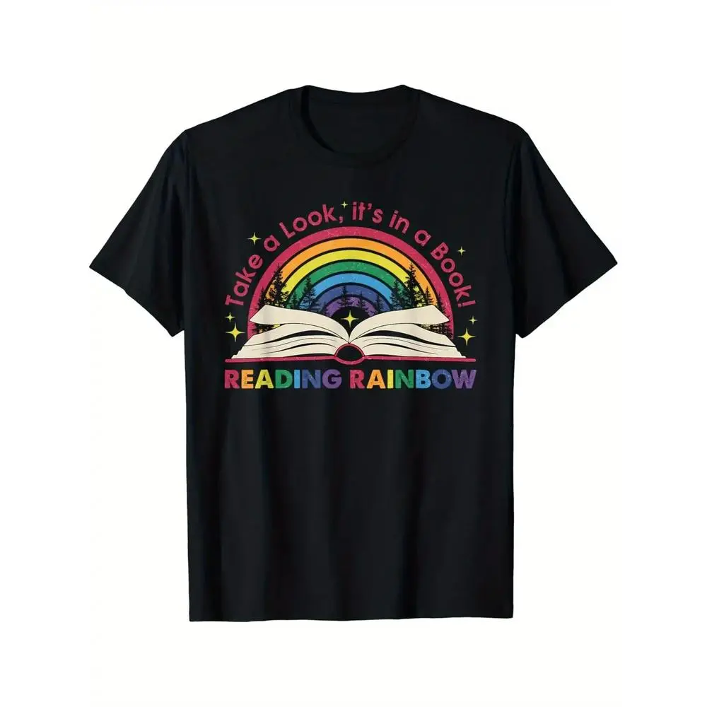 Reading Rainbow' T-Shirt – Colorful Book & Rainbow Graphic Tee