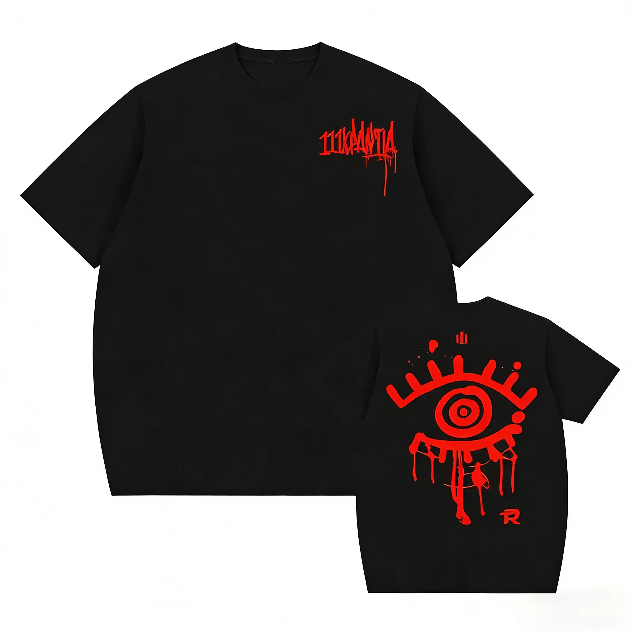Womens Streetwear Graphic Tees Short Sleeve Cotton T Shirts Red Eye Graffiti Print Tops