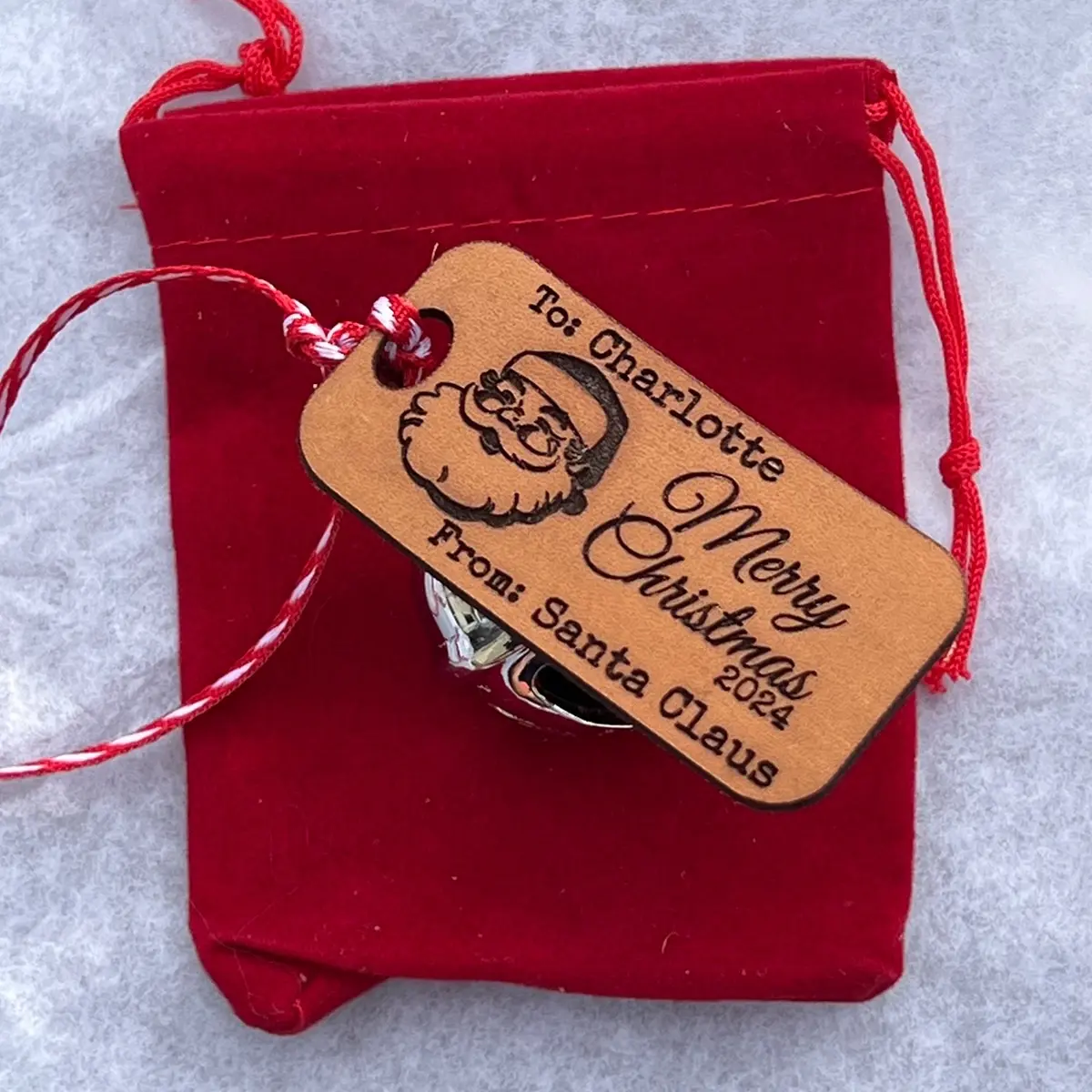 Merry Christmas love Santa - sleigh Bell Christmas ornament
