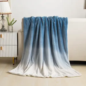 Elegant Comfort Ombre Sherpa Throw Blanket - Ultra Soft Plush Fleece with Micro Mink Backing, 50" x 60"