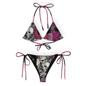 Y2K McBling Gyaru Grunge Rave Bikini - Retro-inspired Swimwear for Trendsetters,  Womenswear