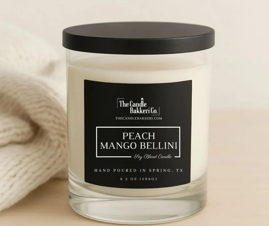 The Candle Bakkeri Co+Peach Mango Bellini+ 9.5 oz Scented Candle