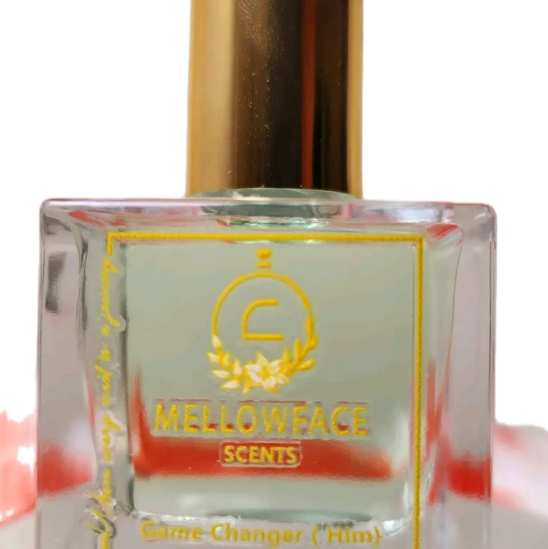 Game changer perfume oil by Mellowface Scents   1oz - 30ml Color: Celeste  For: HIM    A sophisticated blend of Madagascar Vanilla, Cacao Wood, and Smoked Vetiver for a rich, exotic fragrance. Long-Lasting.