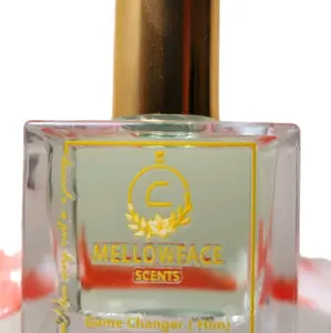Game changer perfume oil by Mellowface Scents   1oz - 30ml Color: Celeste  For: HIM    A sophisticated blend of Madagascar Vanilla, Cacao Wood, and Smoked Vetiver for a rich, exotic fragrance. Long-Lasting.