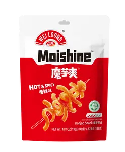 WEILOONG Moishine Spicy Konjac Snack Strips – 138g (8 Individual Packs), Chewy Chinese-Style Snack with Bold Chili Flavor