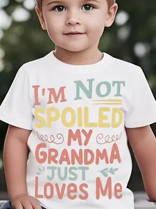 Kids "I'M NOT SPOILED MY GRANDMA JUST LOVES ME" Colorful Graphic T-Shirt - Short Sleeve Grandma-Themed Toddler Tee