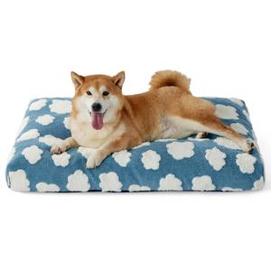lesure waterproof pet mattress - thick shredded chopped foam pet bed with removable cover, cute modern fuzzy plush, anti slip bottom bedding