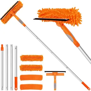 Professional 72'' Window  Cleaning Washing Tool/Kit with Extension Pole, 3 in 1  for Window Cleaning Kit for High Window with 1 Rotatable  4 Interchangeable