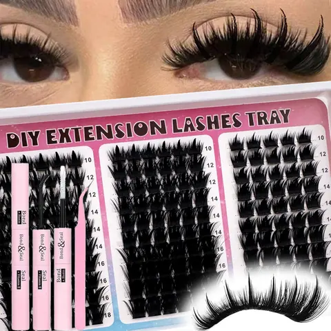 Thick D Curl False Eyelashes, Synthetic Lashes, Reusable DIY Lash Extensions, Mixed Lengths 10-18mm, Perfect for Daily Wear & Parties, Cosmetic, DIY Eyelash Cluster