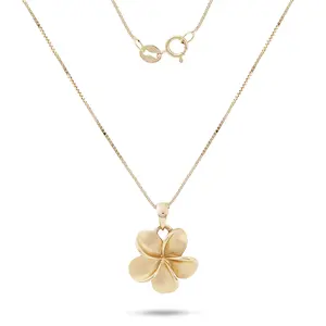18" Plumeria Necklace in Gold - 11mm