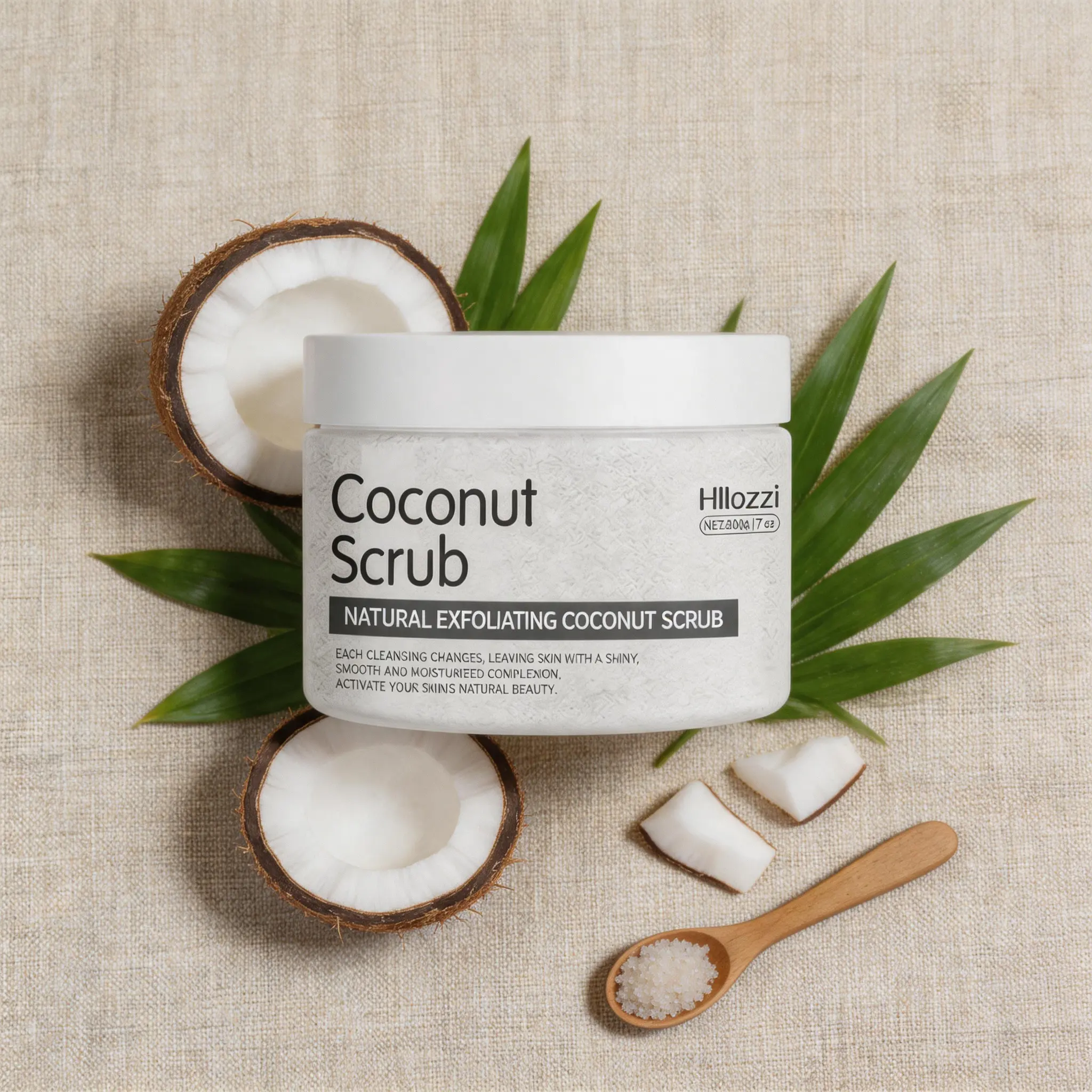 Hailamaya Coconut Body Scrub 7oz – Gentle Exfoliating Scrub with Coconut Oil & Vitamin E, Softens Dry Skin, Leaves Natural Tropical Scent for Women & Men