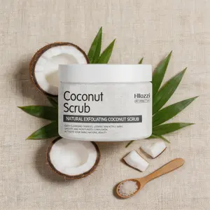 Hailamaya Coconut Body Scrub 7oz – Gentle Exfoliating Scrub with Coconut Oil & Vitamin E, Softens Dry Skin, Leaves Natural Tropical Scent for Women & Men