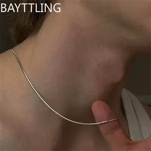 1/2mm 925 sterling silver Women Jewelry Snake Chain Necklace For Men Simple Basic Chain Hip Hop Fashion Accessories