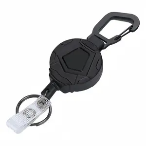 Retractable Keychain Key Fob with Metal Buckle Clip, Portable Badge Lanyard, Outdoor Hiking & Camping Supplies, Outdoor Backpack Accessories