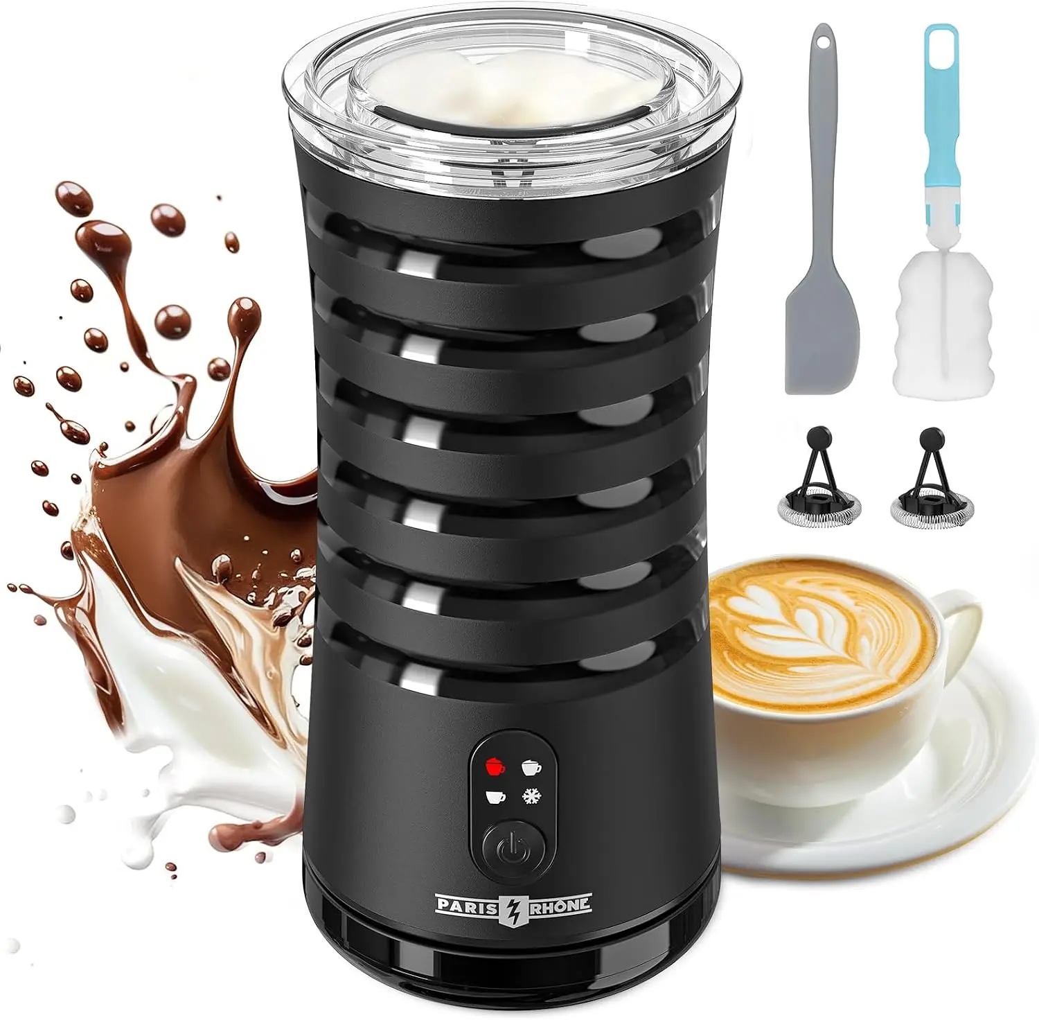 PARIS RHÔNE 4-in-1 Electric Milk Frother, Automatic Milk Steamer & Foam Maker, Hot & Cold Foam with Temperature Control for Coffee, Latte & Cappuccino