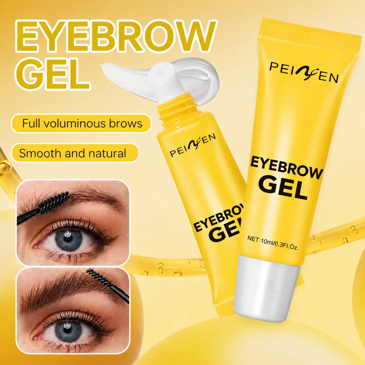 Clear Eyebrow Gel with Brush – Strong Hold Brow Styling Gel for Long-Lasting Sculpted Brows, Waterproof & Sweat-Resistant Brow Fixer, Flake-Free Eyebrow Setting Gel for All Skin Types, Perfect for Natural Defined Makeup Looks