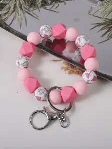 Cute Christmas Beaded Keychain, Colorful Beads with Santa Claus Snowman Tree Charms, Perfect Gift for Friends Family Colleagues