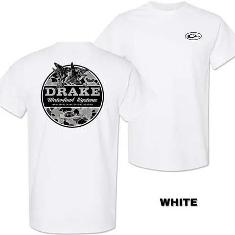 Drake Waterfowl Brown Camo Hunting T-Shirt – Duck Graphic Tee and Outdoor Southern Style Shirt for Men – Menswear Tops, Men's T-Shirts, Waterfowl Hunter Shirt, Vintage Mallard Camo Tee, Country Outdoorsman Apparel, Fall Hunting Season Gift
