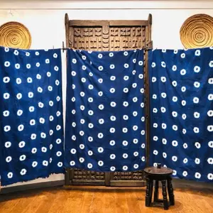 Bogola Blue Dot Pattern Decorative Curtain for Home Decor