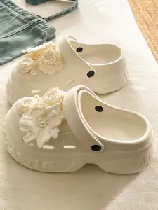 Summer New Korean Sweet Style Holey Shoes for Women, Eva Outdoor Fashion, Thick Sole Height Increase, Comfortable Beach Sandals, Classy Sandals