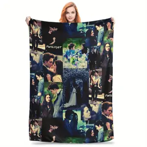 Soft Flannel Throw Blanket in Twilight Design, Perfect for Home Decor, Bedding, Or As a Gift, High-Definition Printing, All-Season Use, Digital Printing Technology, 100% Polyester Fiber, Suitable for Sofa, Bed, Office, Car, and Camping