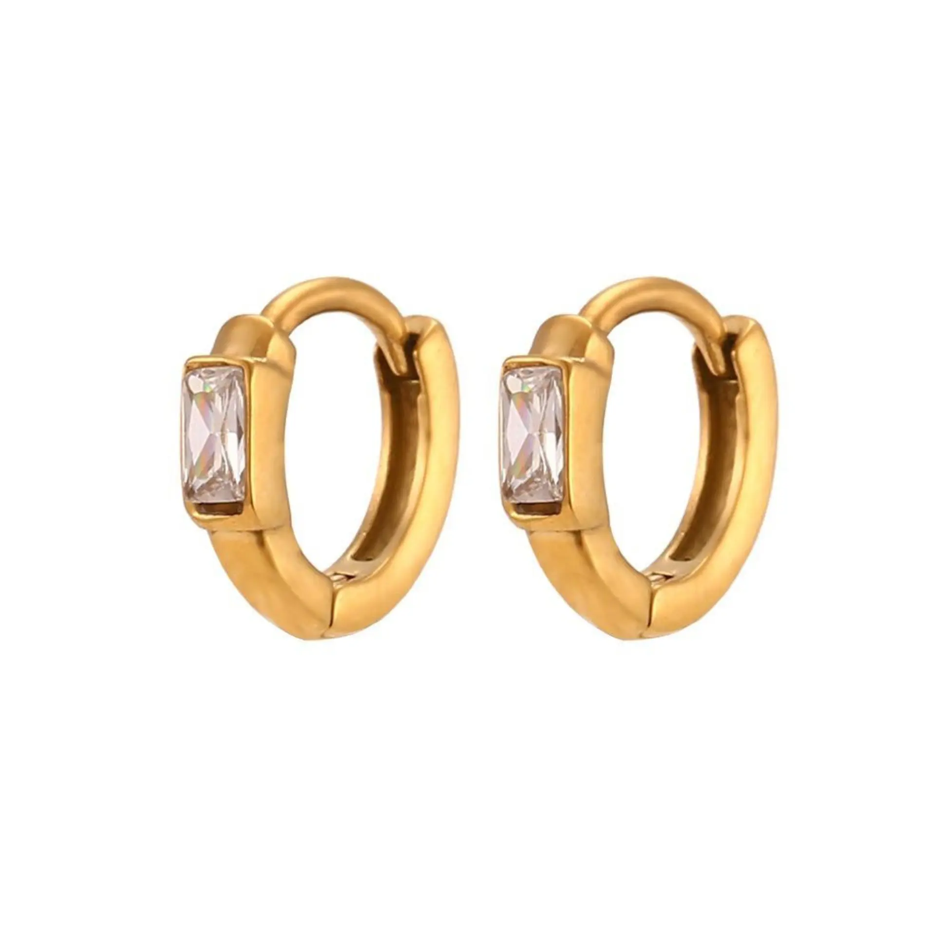 Gold Diamond Huggie Earrings
