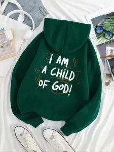 Women's Letter & Sun Print Drop Shoulder Thermal Lined Hoodie, Fashion Casual Drawstring Pocket Hooded Sweatshirt, Cute Gift Sweatshirt for Daily Holiday Outdoor Wear, Ladies Clothes for Fall & Winter