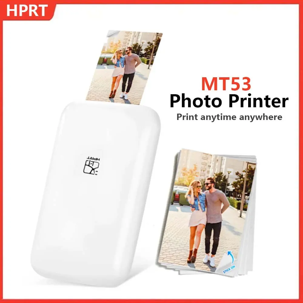 Hprt Mt53 Color Photo Printer, Mini HD Wireless Portable Photo Printer, Inkless Printer, Instant Print, Wifi Smart Printer, Compatible with Multiple Devices, Ideal for Parties, Travel, Home, Wifi Connect Printer