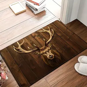 Vintage Deer Pattern Floor Mat, Non-slip Soft Floor Carpet, Decorative Area Rug for Home Living Room Bedroom Kitchen Study Room, Animal Printed Rug