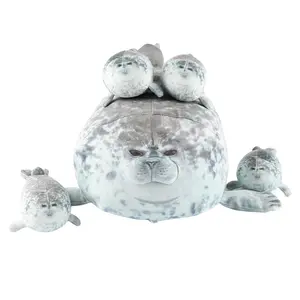 Blob Seal Pillow Plush Set, 5-Count Chubby Seal Pillow Plushies Including 4 Baby Seals and 1 Mommy Seal, Novelty Cute Animal Throw Pillow Toy, Soft Stuffed Animal Gift for Girls and Boys