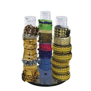 Azar Displays 3-Pole Vertical Revolving Counter Bracelet Holder, Clear