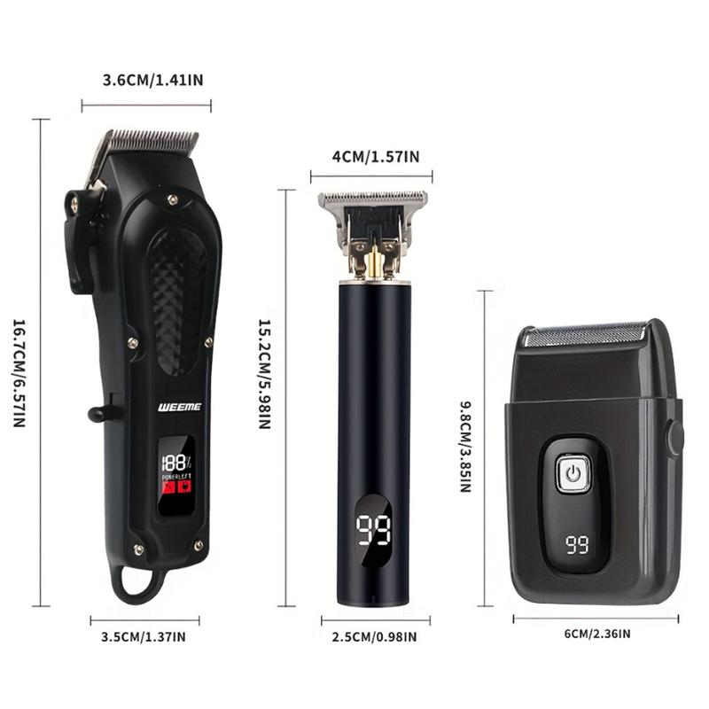 3-Piece Professional Blonde Hair Clipper & Trimmer Kit for Men - USB-Rechargeable Barber Set Featuring LCD Display, Adjustable Blade Hair Clippers, and Professional Men's Trimmer