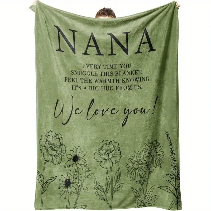 280GSM Flannel Throw Blanket - Super Soft, Fading-Proof, Retro Glam Plush, Warm Grass Green Soft Cozy Blanket, Ideal Gift for Nana's Birthday, Mother's Day, Throw Blankets