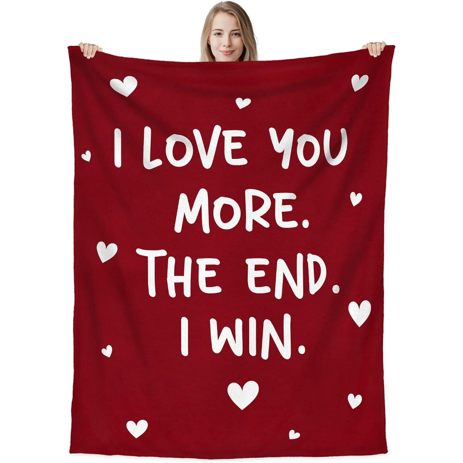 Super Soft Fleece "I Love You More" Blanket - Wrinkle-Resistant, Breathable, Durable All-Seasons Bedding Throw, Thoughtful Father's Day Gift for Spouses, Christmas Gift Option