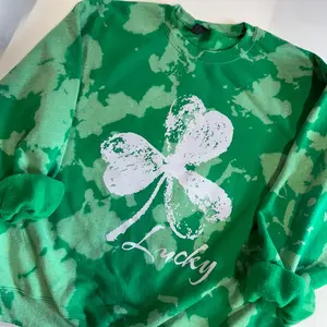 *Made to Order* Lucky clover Acid washed Saint Patrick’s day crewneck Tops