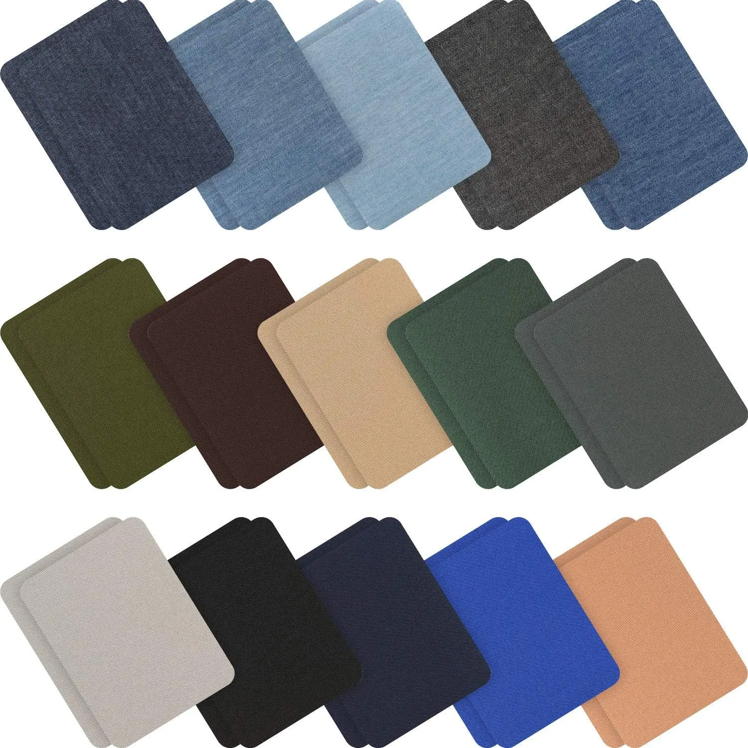 30 Pcs Heat Apply Iron-On Patches for Clothing Repair - Classic Colors Denim Cloth Bulk Kit for Jeans, Canvas Jackets, Puffer Down Coats, DIY Crafts (Toys & Hobbies, Leathercraft)