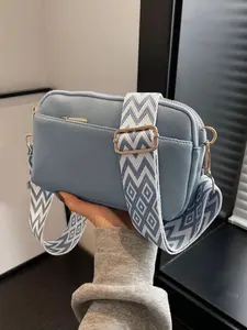 Women's Crossbody Bag, Back-To-School Style, Minimalist Fashion Solid Color Zipper Shoulder Strap, High-Quality Daily Commuter Bag, Adjustable Crossbody Strap