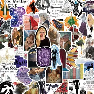 50 Pcs Reading Book Throne of Glass Graffiti Stickers, Guitar Notebook Luggage DIY Waterproof Decals, Flat Sticker Type