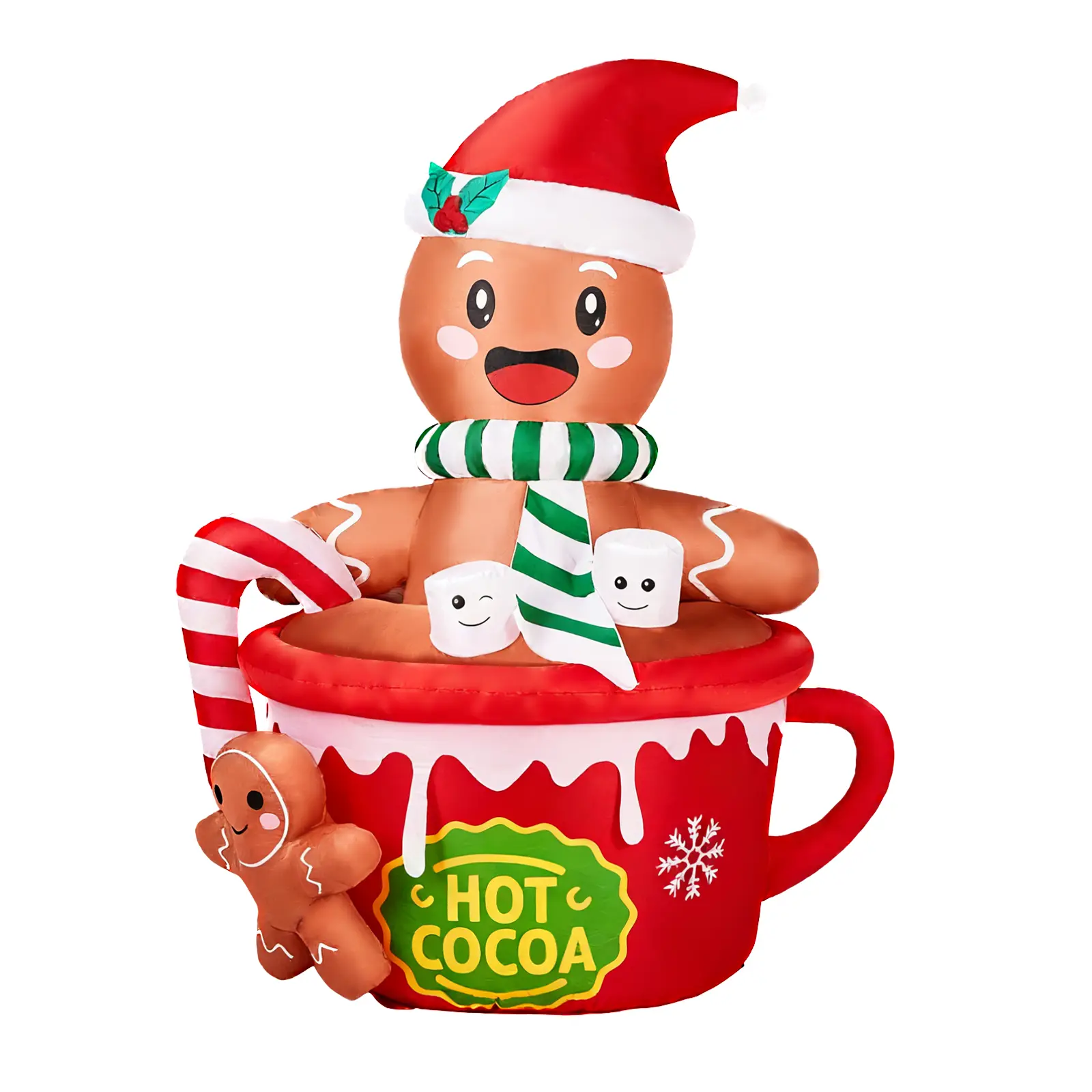 6ft Tall Christmas Gingerbread Inflatable, Blow Up Yard Decoration with Secure Stakes Storage Bag, Electric Blower Fan for Indoor Outdoor Garden Decor