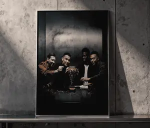 Football Legends Poster: Messi, Ronaldo, Mbappe & Vini Jr - Ultimate Soccer Fan Room Decor