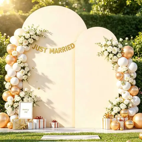 2-Pcs Elastane Solid Double-Sided Stretchy Spandex Chiara Arch Backdrop Cover Set - Backdrop Wraps, Draped, Wrinkle-Resistant, 6ft+7.2ft Fit for Standard Arch Stand (Stand Not Included), Decor for Wedding, Birthday Party Decoration, Festive Events