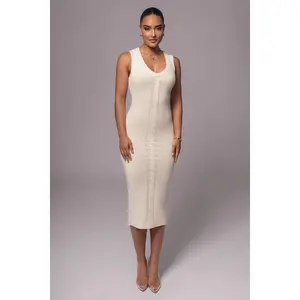 Ivory Sleeveless Cable Knit Dress