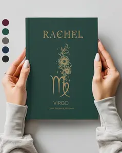 Custom Zodiac Birth Flower Journal, Aries, Taurus, Gemini, Cancer, Leo, Virgo, Libra, Scorpio, Sagittarius, Capricorn, Aquarius, Pisces, Book Lover Gift, Graduation Gift Idea 2026