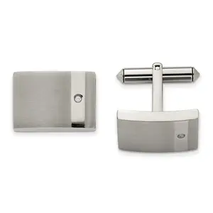Titanium Cufflinks with Polished & Brushed Finish, CZ, Engravable