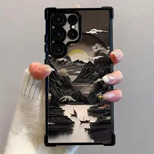 Mountain and Water Painting Mobile Phone Case for Galaxy S25 S24 S23 S22 S21 FE Ultra Plus 4G 5G, Anti-fall Transparent Soft Back Cover
